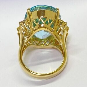 Gold plated Elegant Gold and Blue Gemstone Ring size 7